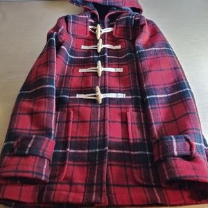 XS Woman's Gap Wool Plaid Jacket, Wooden Buttons.